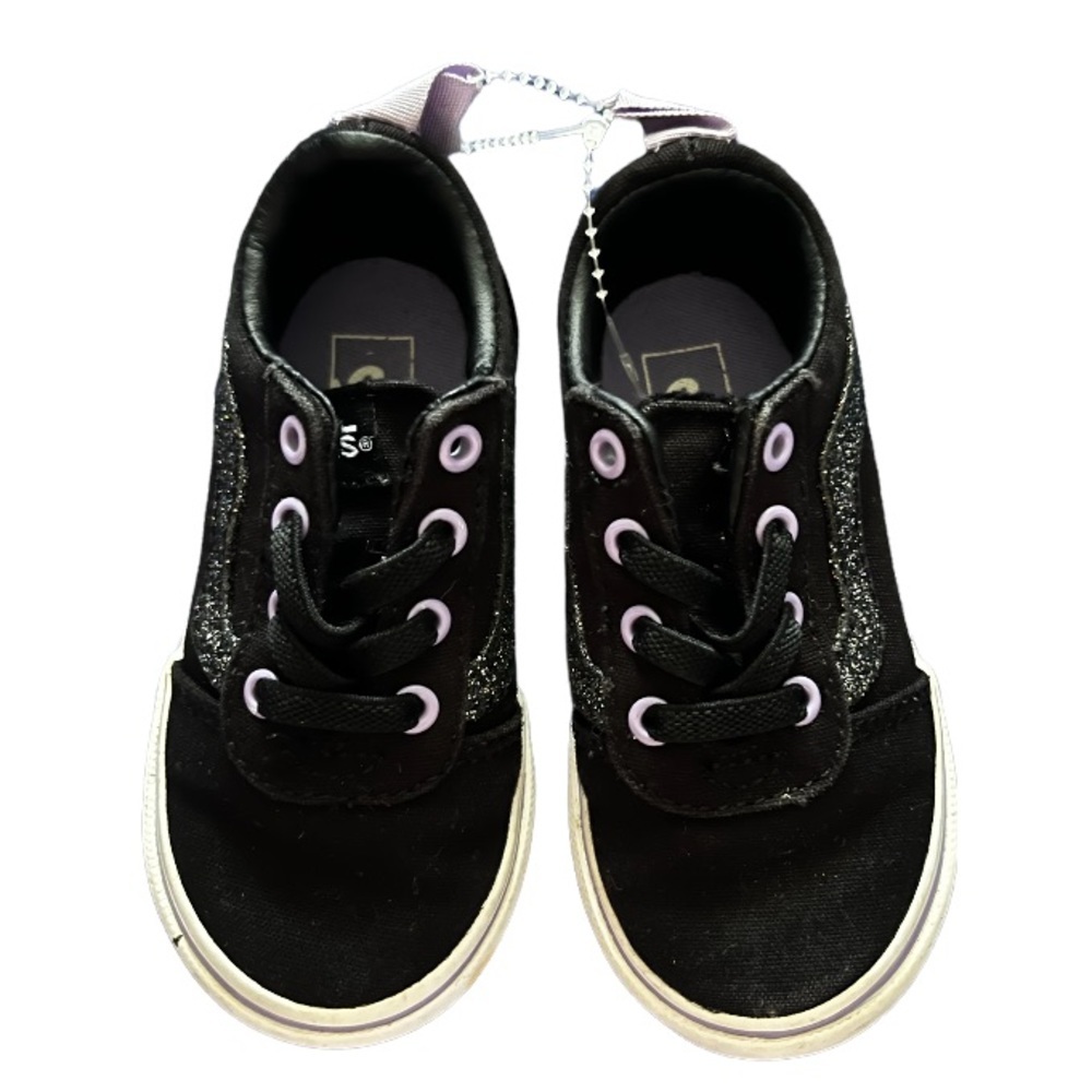 Vans Toddler Black and Purple Sparkle Shoes